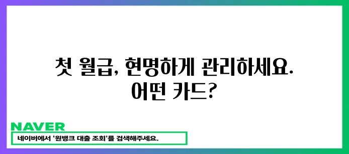 가성비 끝판왕! 사회초년생 신용카드 추천