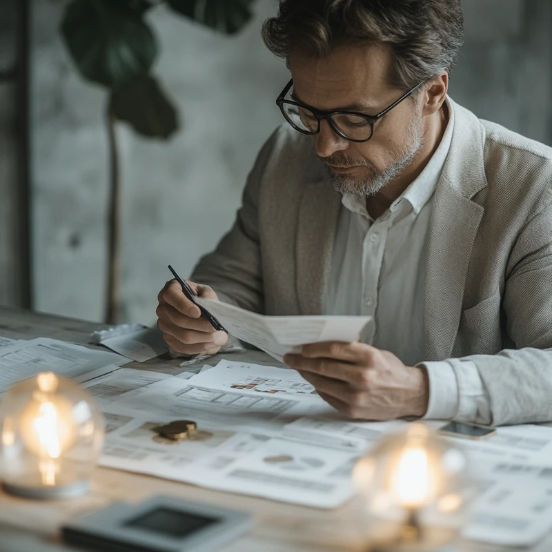 고급 금융 컨설팅 사무실에서 KODEX ETF를 통해 연금 계좌에 투자하는 전문가, 따뜻한 조명이 비추는 신뢰감 있는 분위기