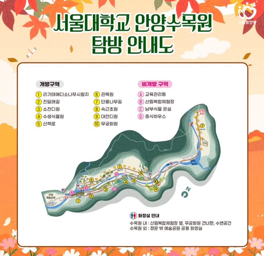 서울대 안양수목원 탐방안내도