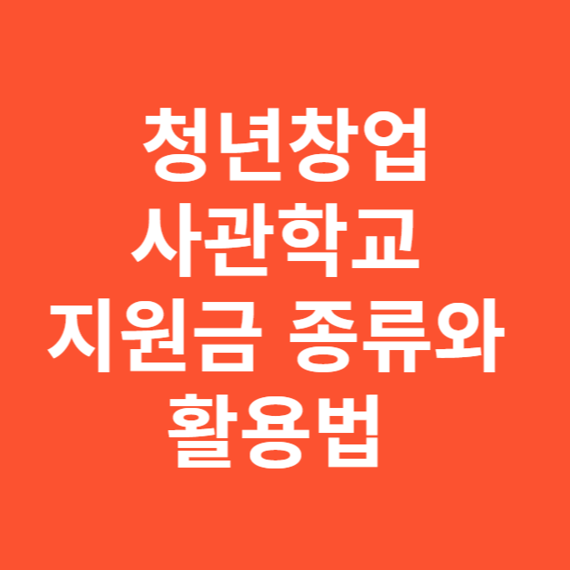 청년창업사관학교 지원금 종류와 활용법