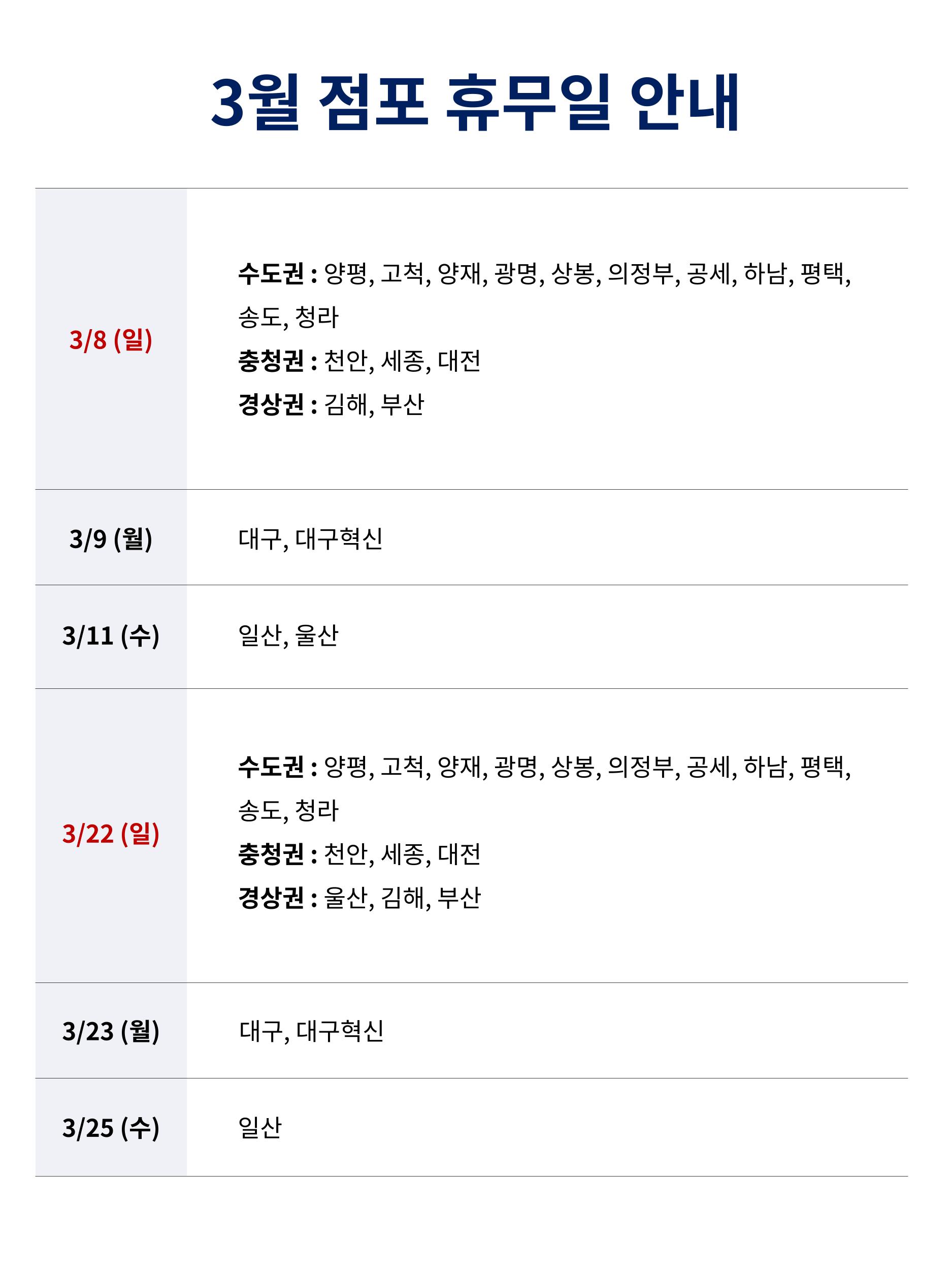 2026년 3월 코스트코 휴무일 안내