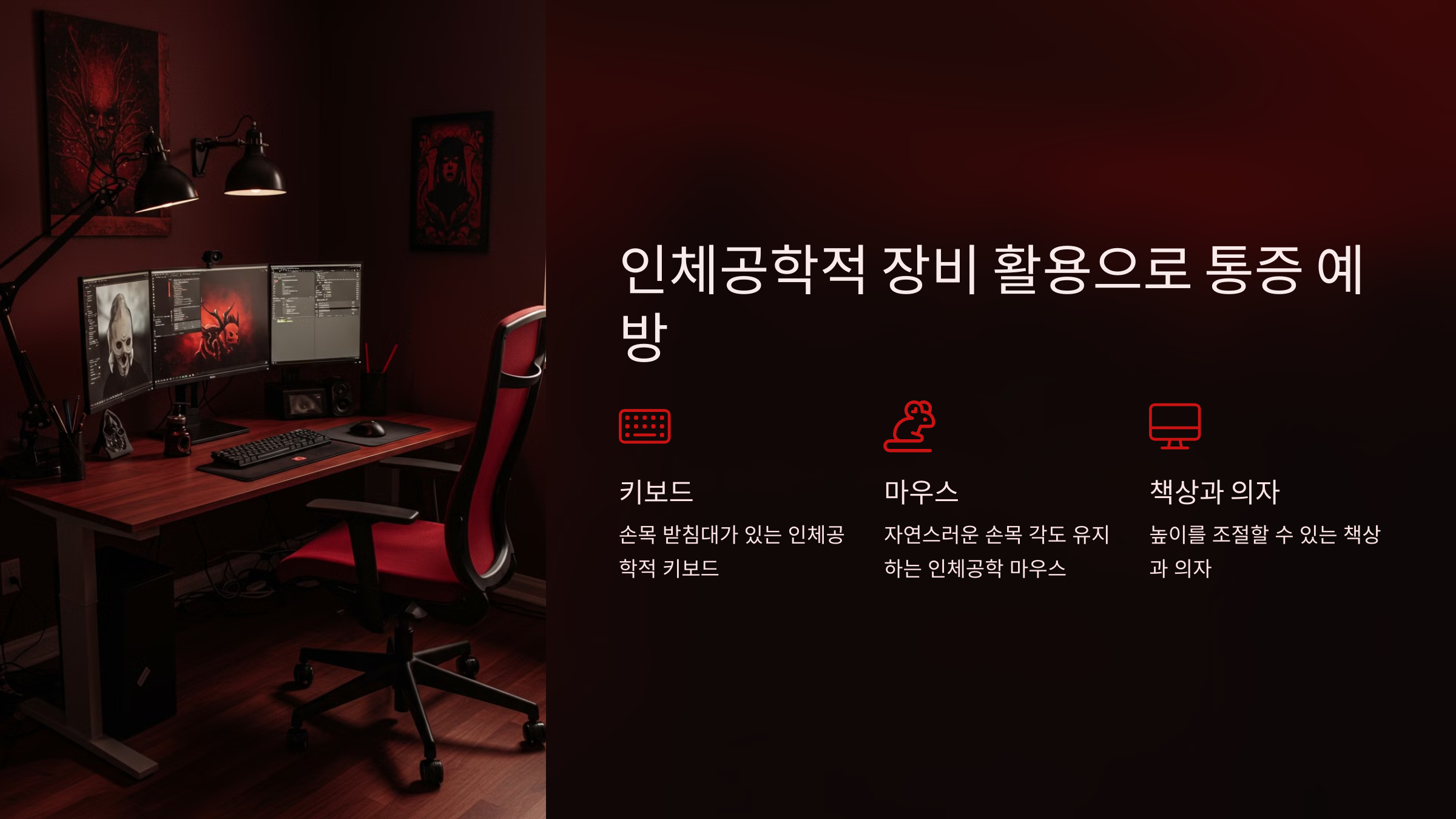 인체공학적 장비 활용으로 통증 예방