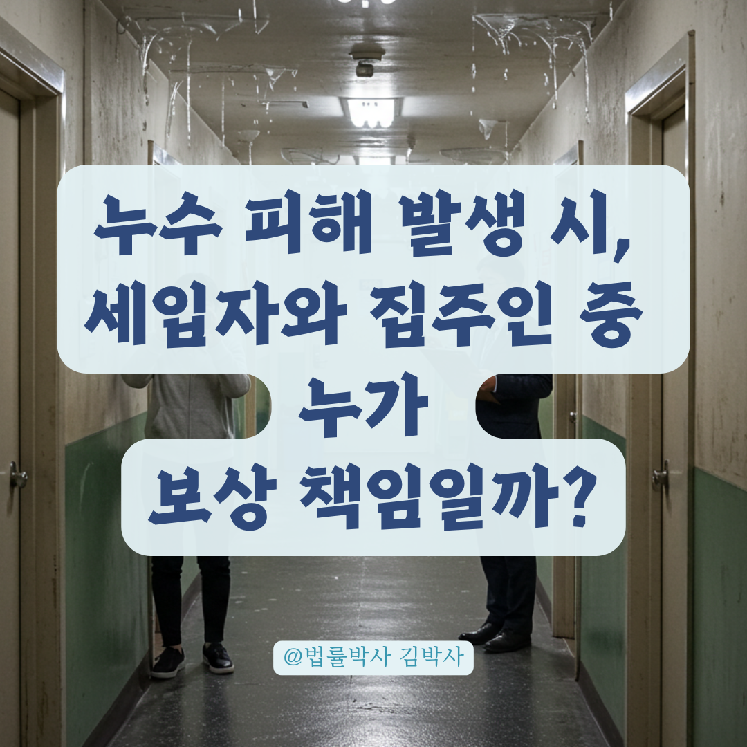 누수로 아랫집 손해 발생, 세입자냐 집주인이냐 보상 책임 따지는 기준