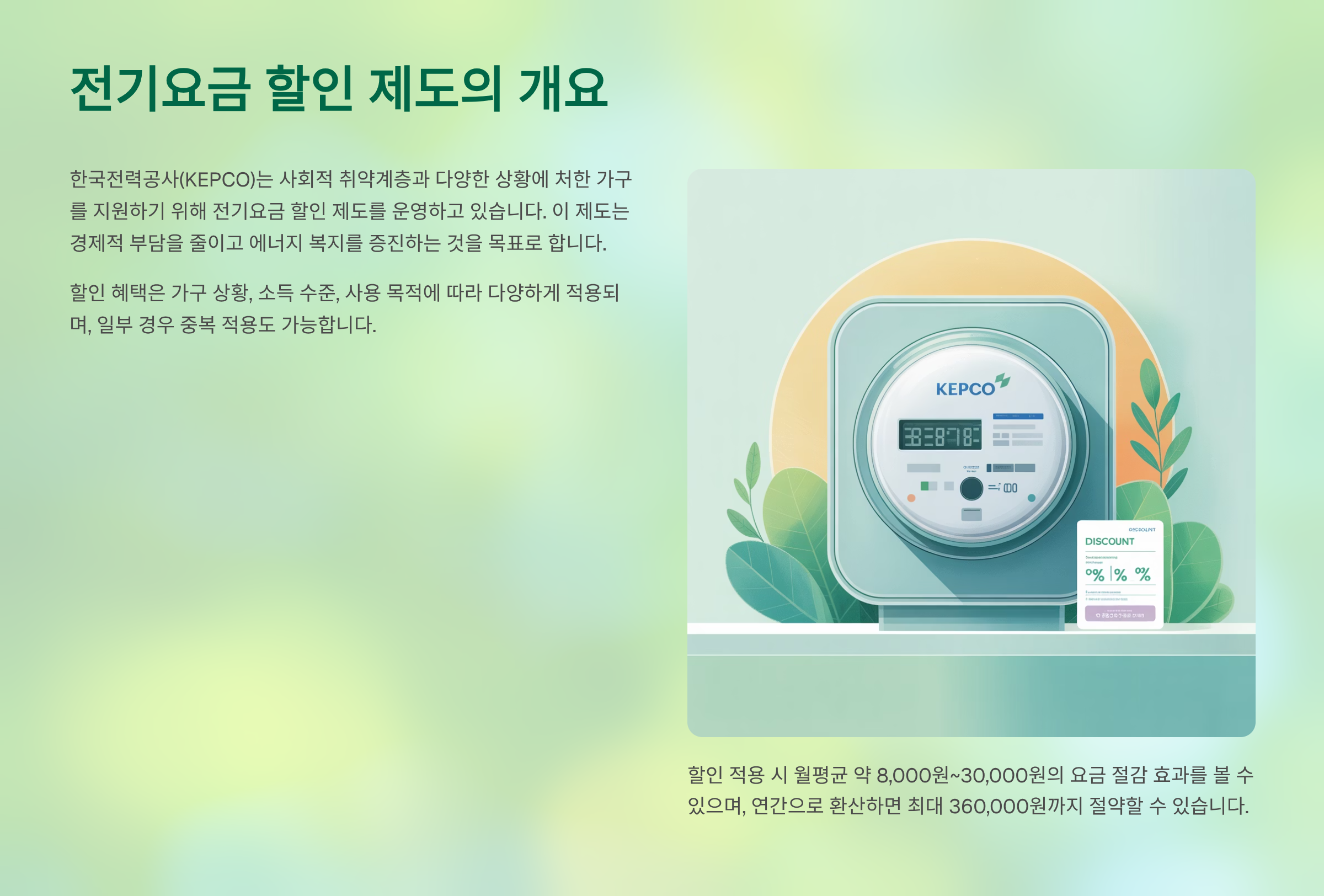 전기요금 할인 제도의 개요