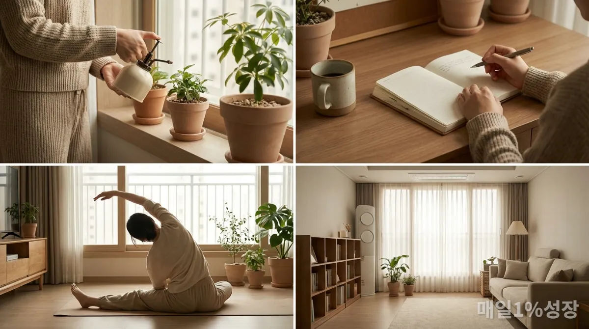 일상 속 작은 습관을 실천하며 자존감을 높이는 한국인의 모습