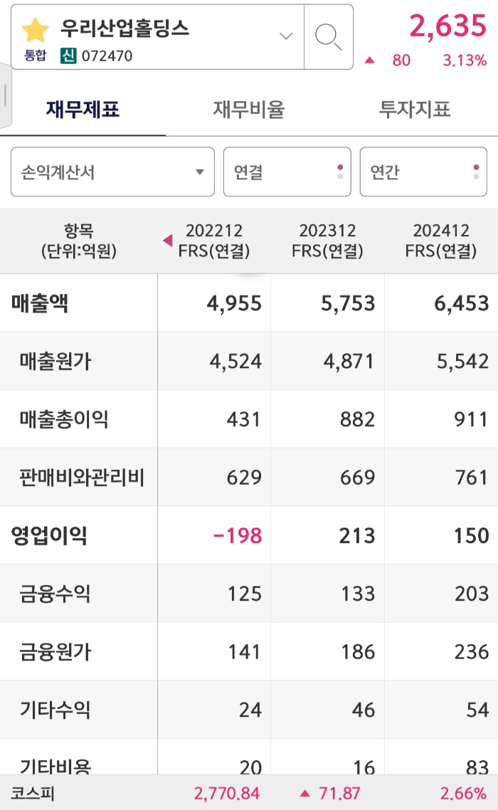 우리산업홀딩스-재무분석