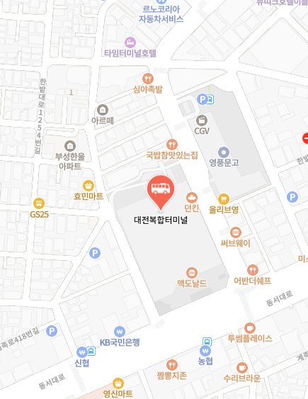 대전복합터미널 위치 지도