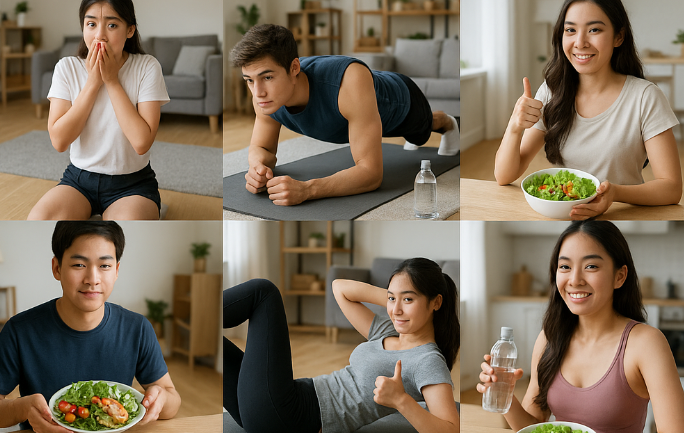 학생들이 다이어트 하는 모습에 관한 사진