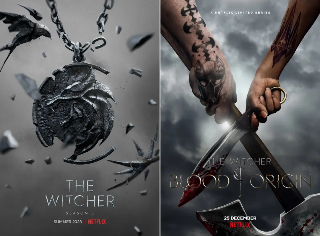 본편 위처 포스터와 프리퀄 위처 : 블러드 오리진 포스터