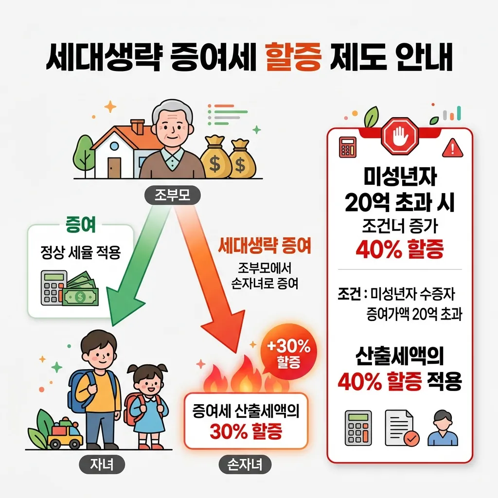 손자녀 세대생략 증여세 할증 30% 40% 적용 기준과 계산 방법