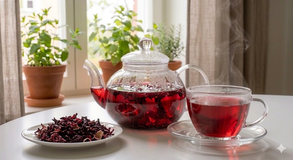 HCA 성분으로 탄수화물의 지방 전환을 차단하고 안토시아닌이 혈관을 맑게 하는 천연 다이어트 히비스커스차