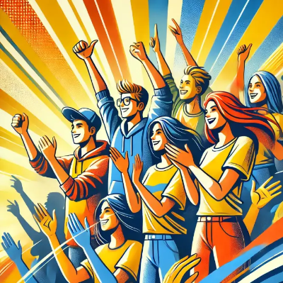 응원-박수-남녀