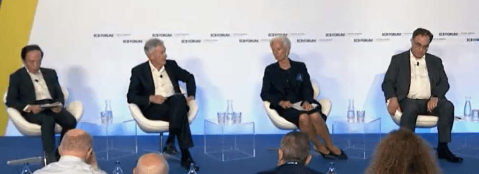 유럽중앙은행 연례 포럼에 참석한 파월