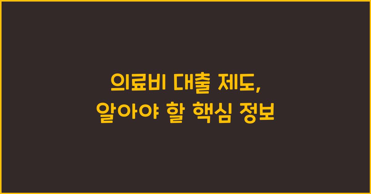 의료비 대출 제도