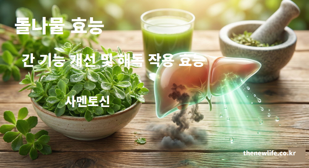 사멘토신 성분이 들어있어 간 기능 회복과 해독 작용을 돕는 돌나물 효능 설명 이미지