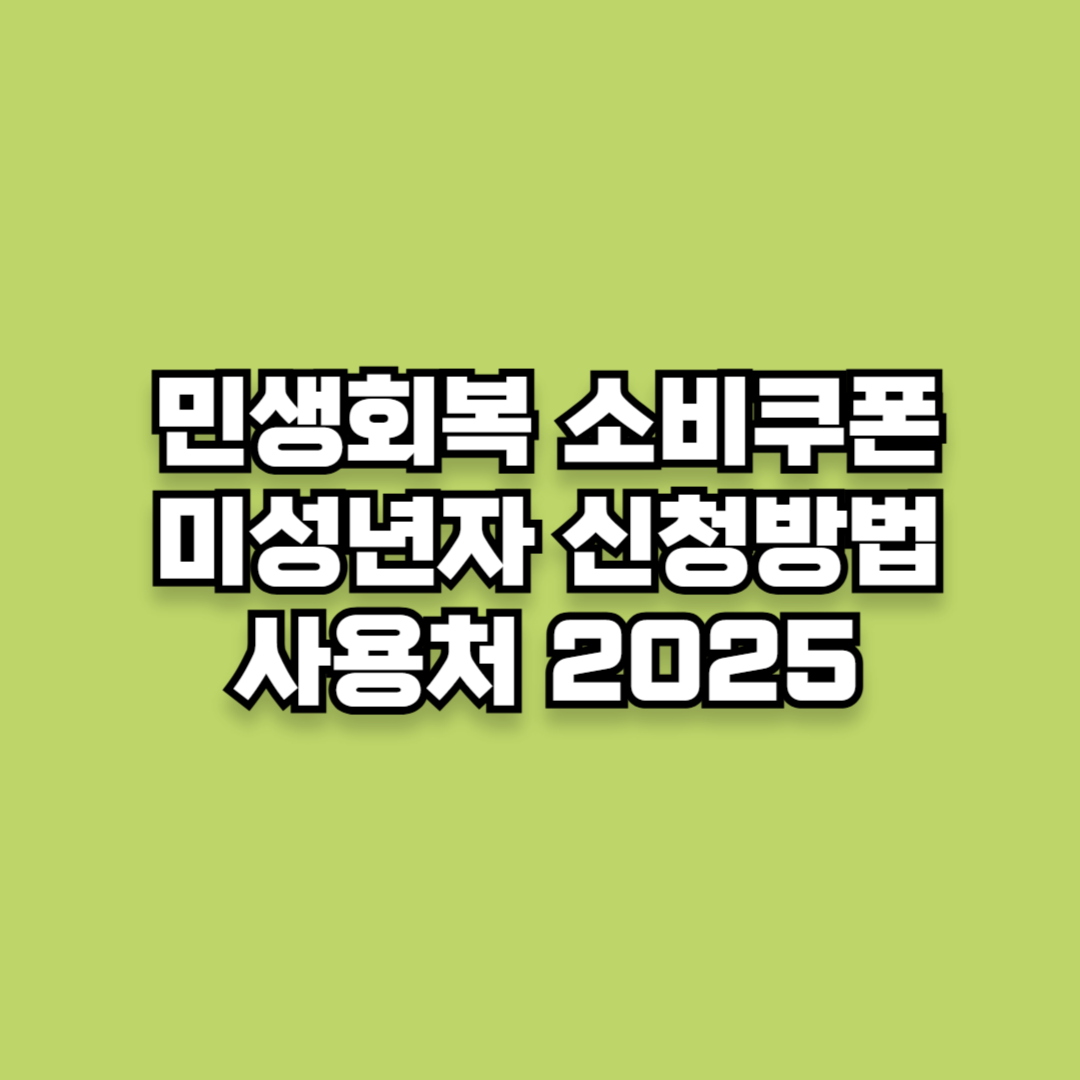 민생회복 소비쿠폰 미성년자 신청방법 및 사용처 2025