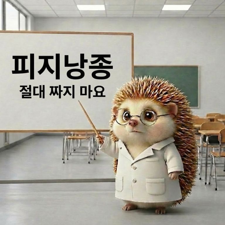 피지낭종은 절대 짜면 안된다고 설명하는 의사가운 입은 도치씨 모습