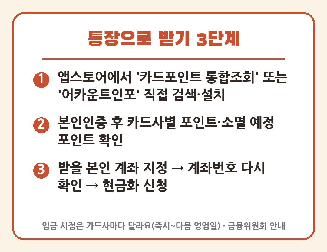 카드포인트 현금화 통장으로 받기 3단계