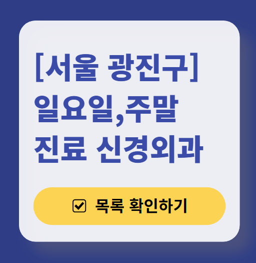서울 광진구 주말 진료 신경외과 목록 ❘ 토요일·일요일·공휴일 진료 병원 (어지럼증, 두통, 손발저림, 디스크)