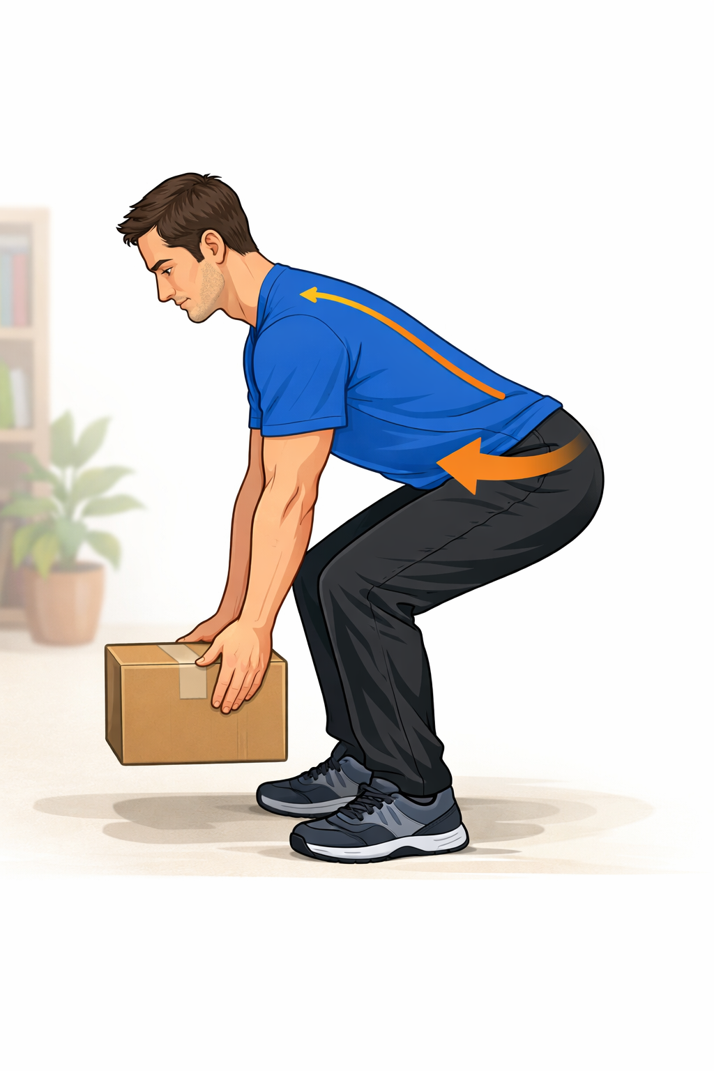 물건을 들 때 허리를 펴고 무릎을 굽힌다.