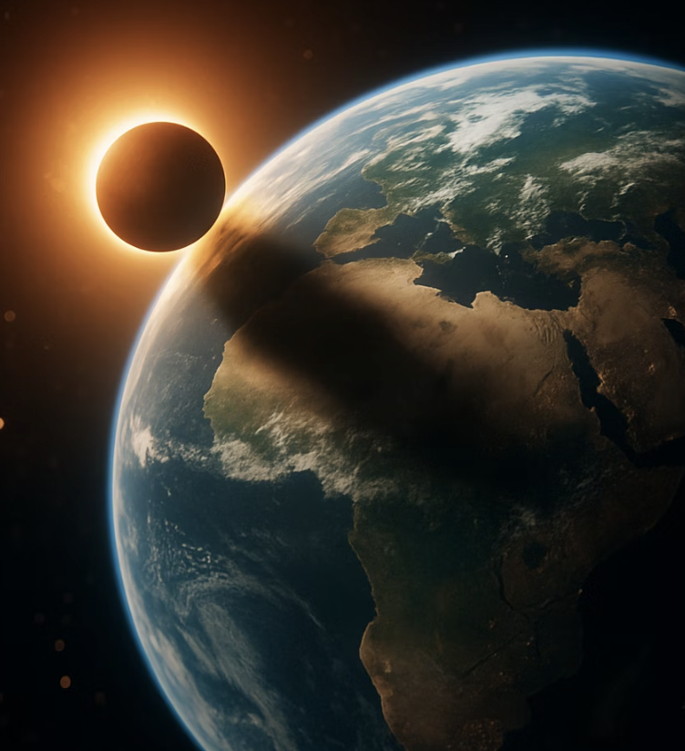 지구를 스쳐 가는 달의 그림자