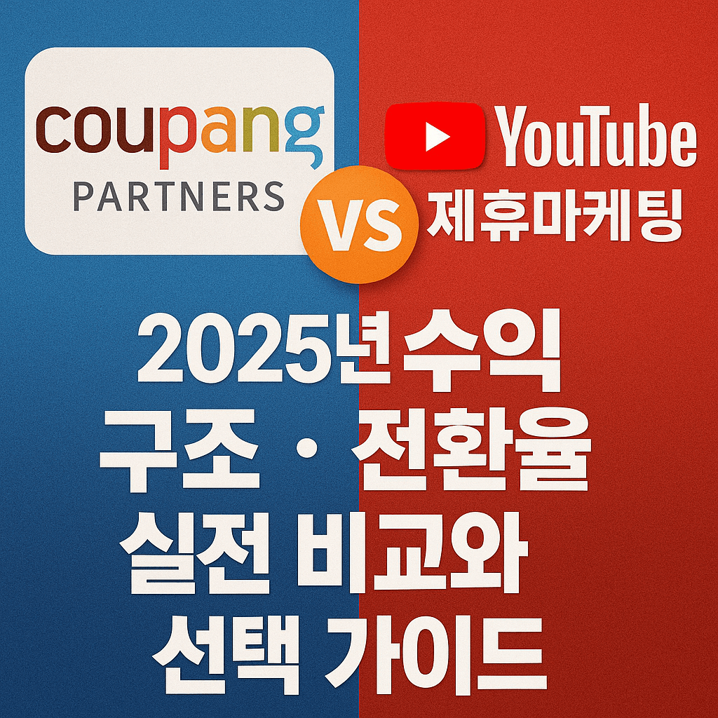 쿠팡 파트너스 vs 유튜브 제휴마케팅, 2025년 수익 구조&middot;전환율&middot;실전 비교와 선택 가이드