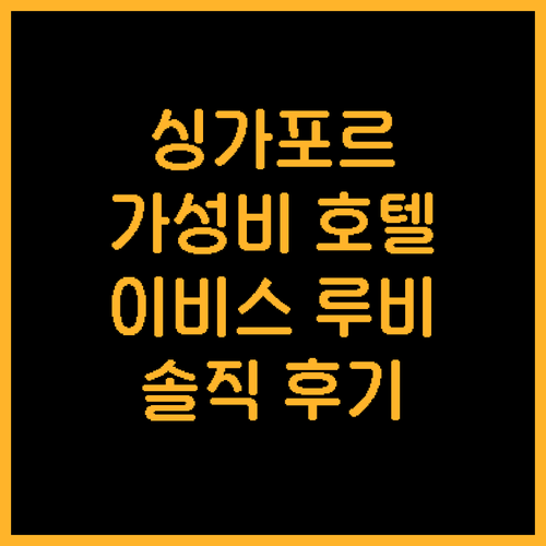 싱가포르 가성비 호텔 추천 이비스 버..
