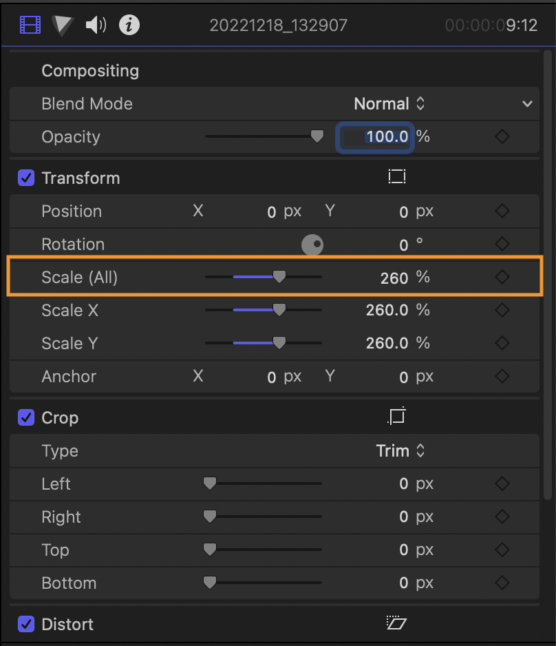 파이널컷 프로 transform