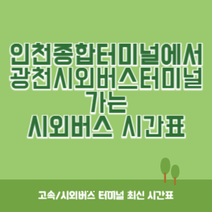 인천종합터미널에서 광천시외버스터미널 가는 시외버스 시간표 최신정보