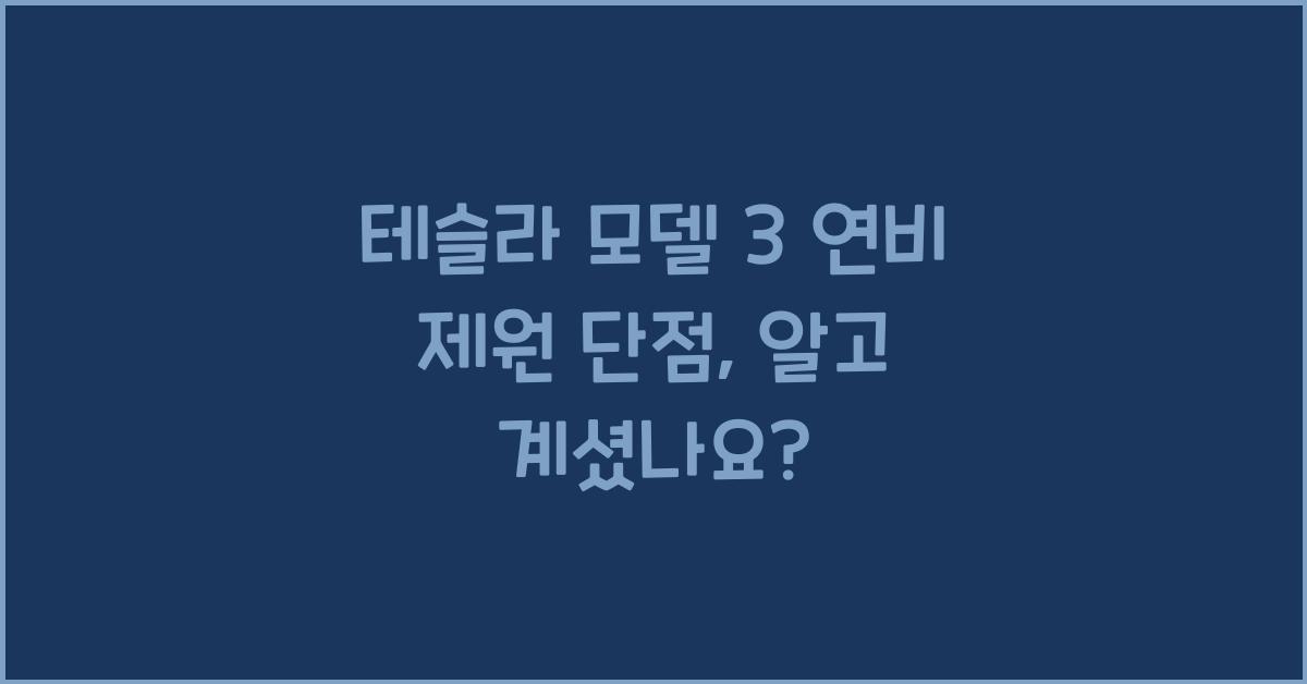 테슬라 모델 3 연비 제원 단점