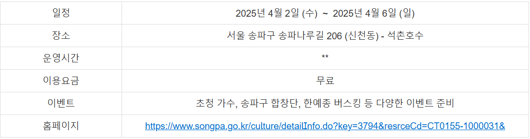 벚꽃 축제 일정