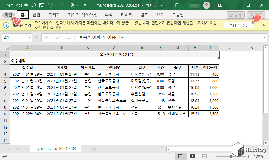 제한된 보기 경고