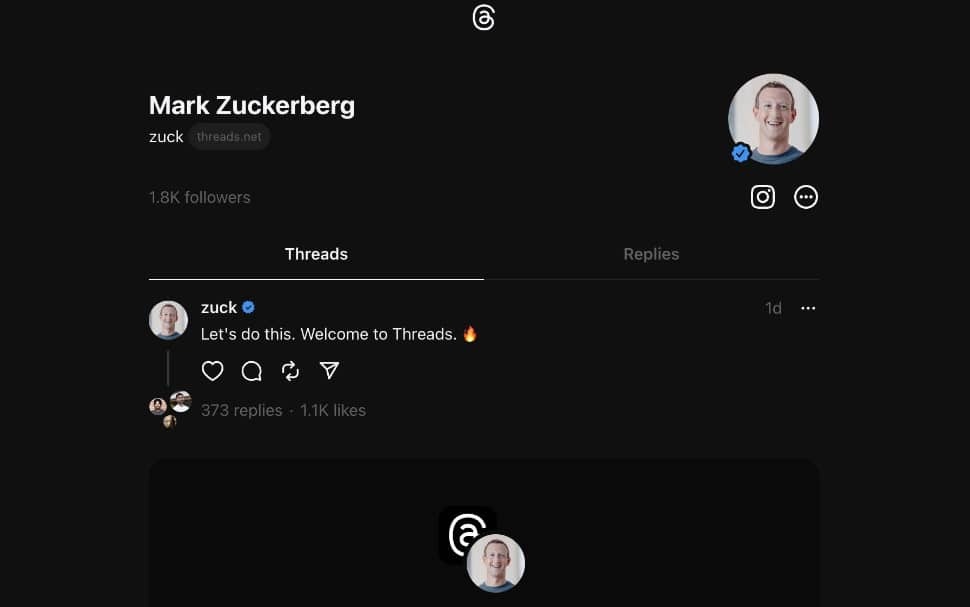 마크 주커버그의 스레드