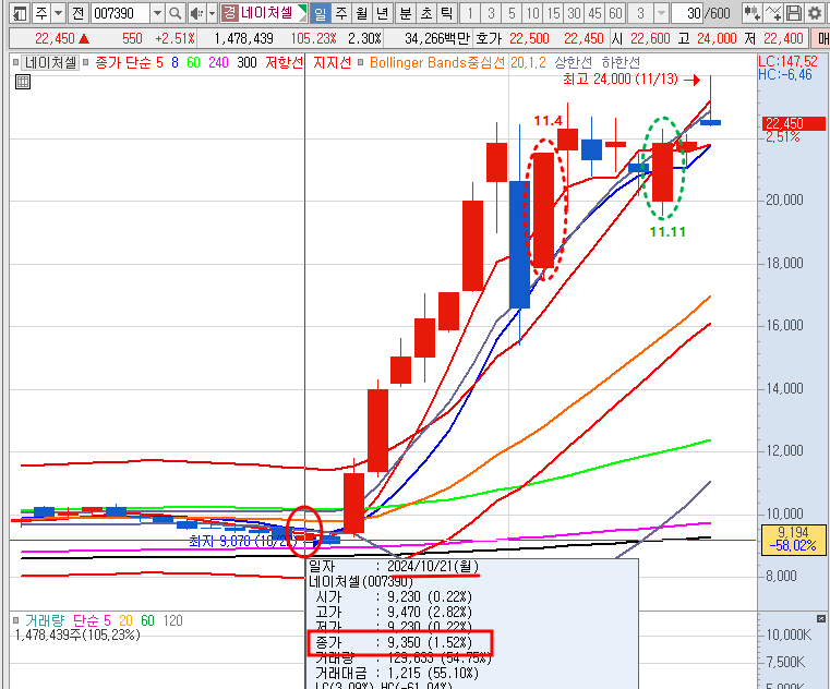 투자경고 해제요건 판단일 예시 차트