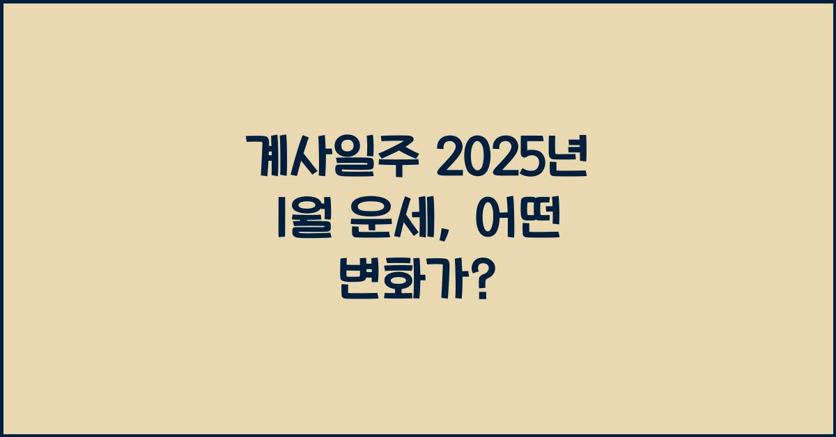 계사일주 2025년 1월 운세