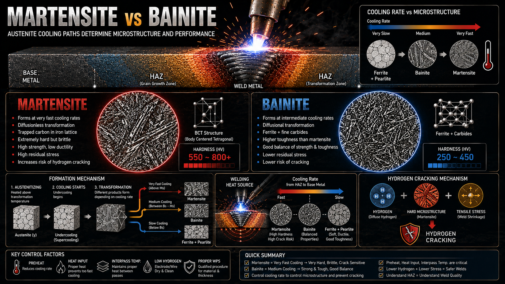 martensite, bainite