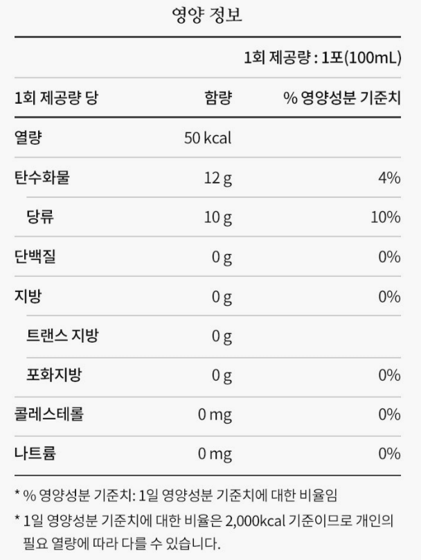 정관장 아이키커 제품 영양정보