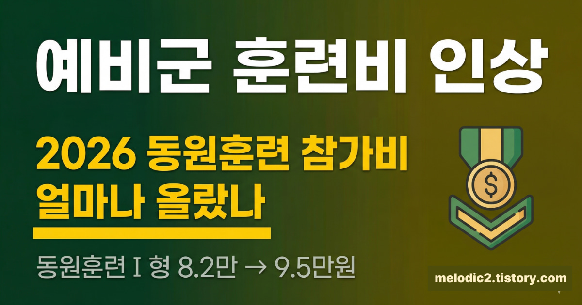 예비군 훈련비 인상 2026 동원훈련 참가비 총정리