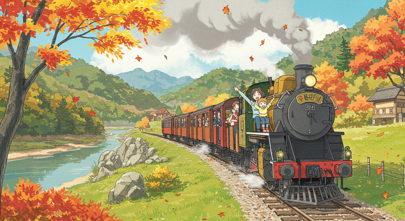 곡성 섬진강 기차마을에서 증기기관차를 타는 썸네일