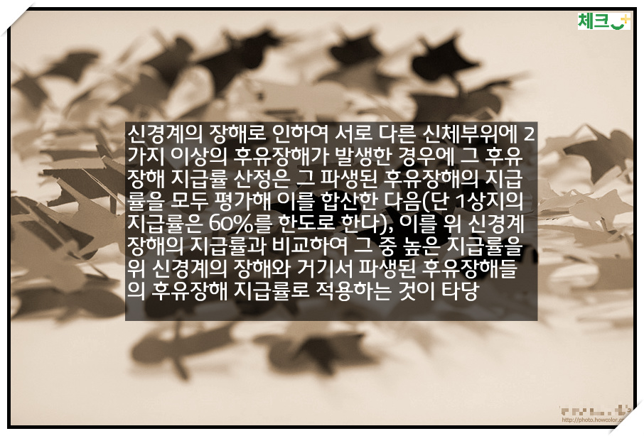 여러 신체부위에 후유장해가 발생한 경우 후유장해 지급률은 결정방법