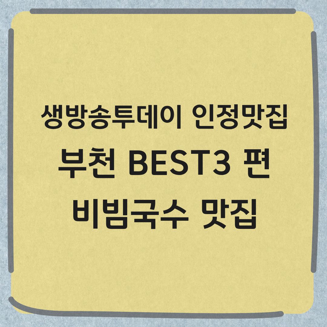 생방송투데이 인정맛집 부천 BEST 3 비빔국수 맛집 위치 가격 정보