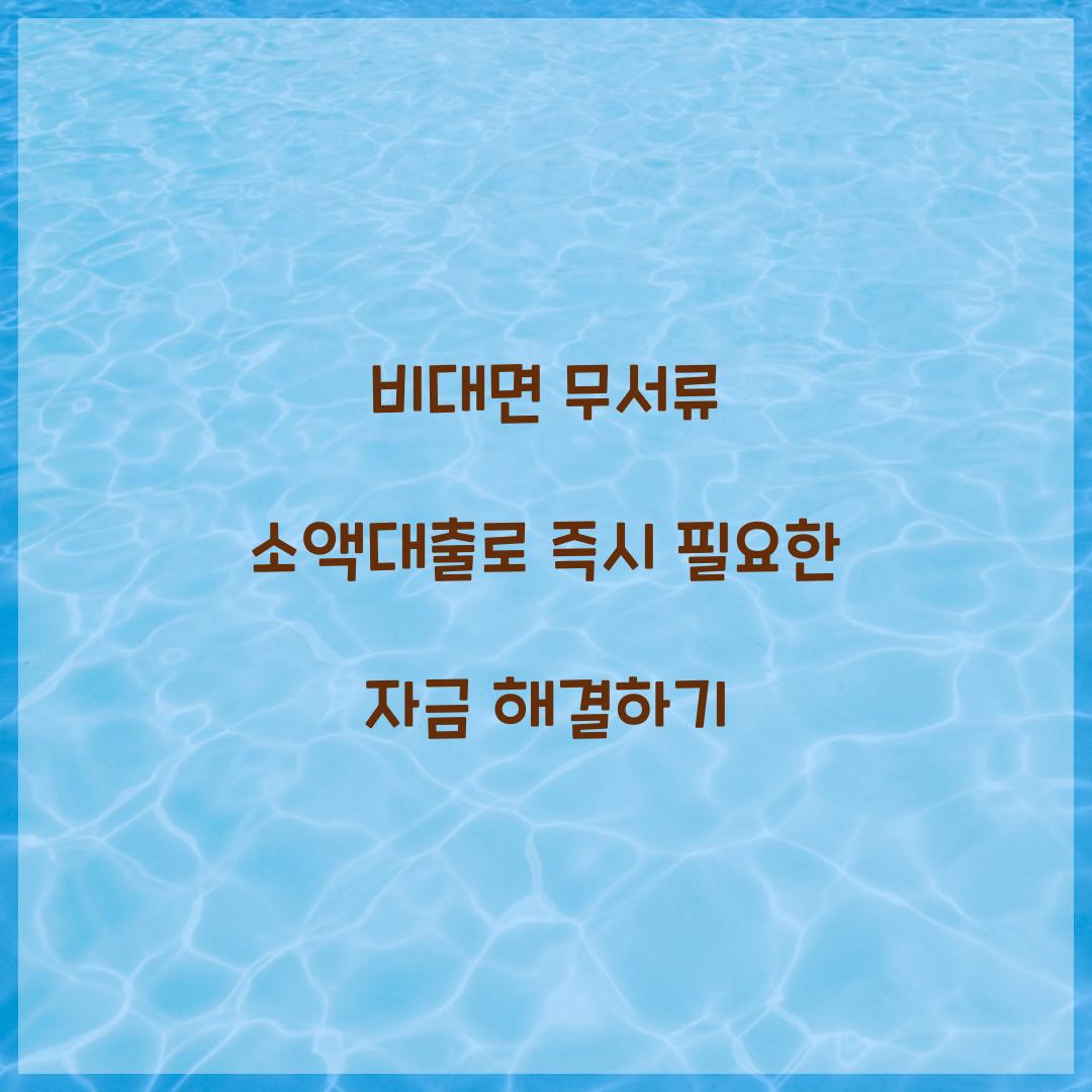 비대면 무서류 소액대출