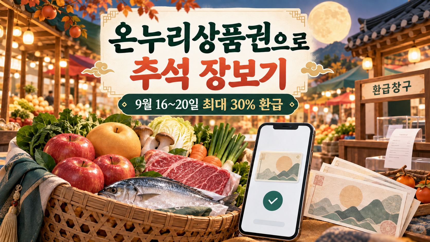2026 온누리상품권으로 추석 장보기 - 9월 16~20일 최대 30% 환급받는 법