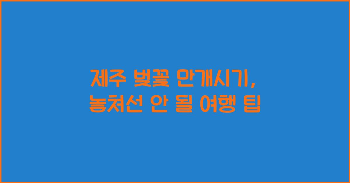 제주 벚꽃 만개시기