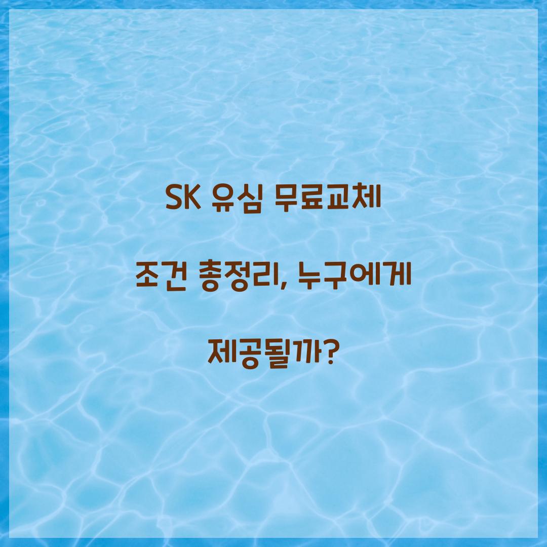 SK 유심 무료교체 조건 총정리: 누가 받을 수 있을까?