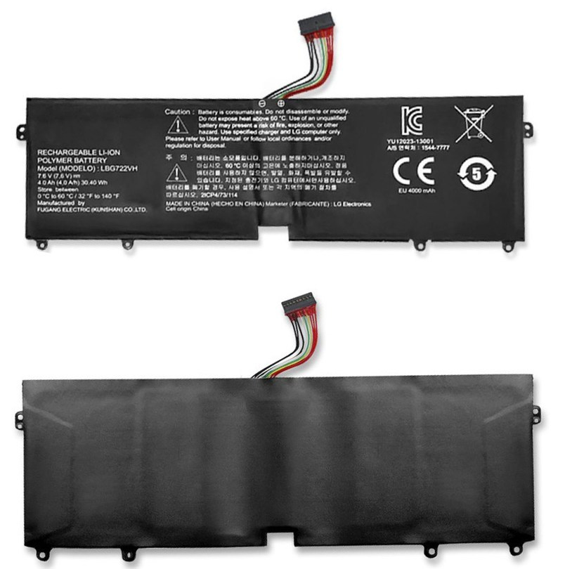 LG그램에 장착되는 7.6V 리튬-이온 배터리 전면 후면 모습