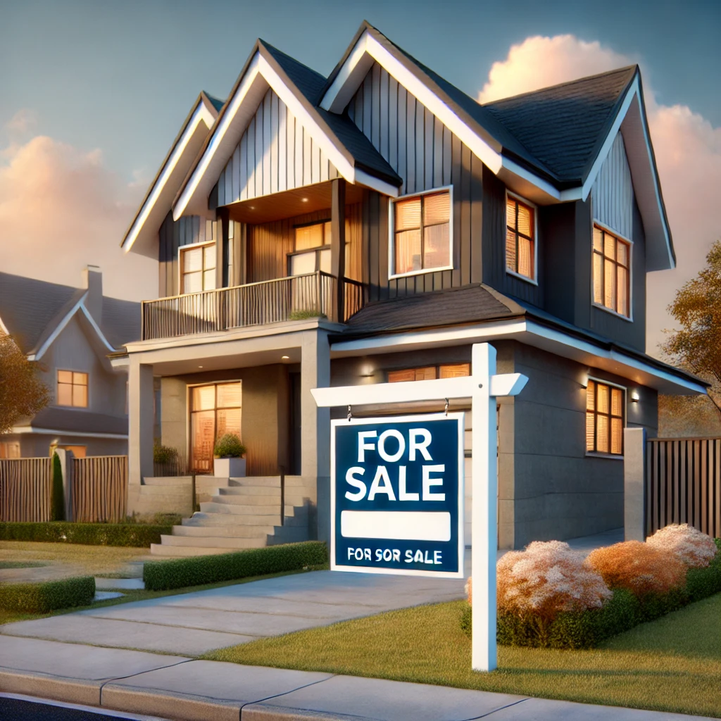 미국 교외 주택과 '매물' 표시, 부동산 시장 활황 분위기
