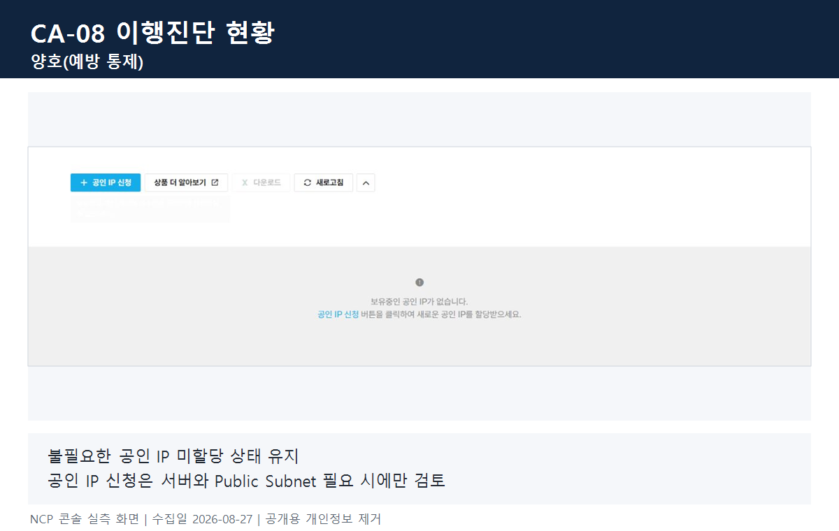 NCP 공인 IP 미보유 화면