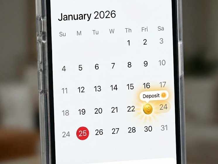 2026년 1월 23일 금요일에 동그라미가 쳐진 따뜻한 느낌의 달력