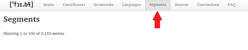 click 'segments' on the Phoible's front page